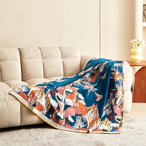 51rDoijT90L._SL500_.jpg MSGKV Boho Floral Throw Blanket for Couch - Cozy Cotton 50" x 60" Cover for Living Room - Image 5