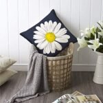 Hexagram 18x18 Blue Daisy Sunflower Outdoor Pillow Covers - Set of 4 for Your Couch or Living Room - Image 3