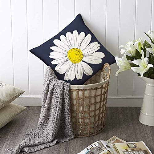 51riy87FqVL._SL500_.jpg Hexagram 18x18 Blue Daisy Sunflower Outdoor Pillow Covers - Set of 4 for Your Couch or Living Room - Image 3
