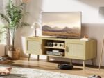SUPERJARE Boho TV Stand for 65-Inch TVs, Adjustable Rattan Media Console with 2 Cabinets - Perfect for Living Room - Image 2