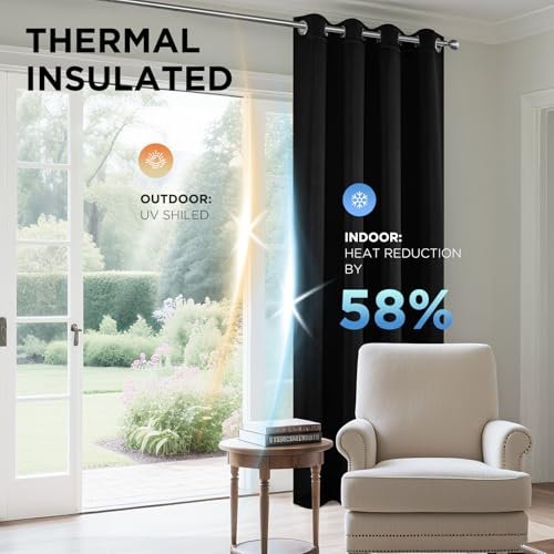 51skkgYTE4L._SL500_.jpg Joydeco 84-Inch Blackout Curtains - Thermal Insulated, Noise-Reducing Room Darkening Drapes, 2 Panels for Bedroom & Living Room - Image 4