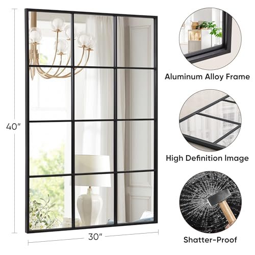 51tG1eYeKL._SL500_.jpg Suidia 30" x 40" Black Metal Framed Decorative Wall Mirror for Bedroom, Living Room & Entryway. - Image 4