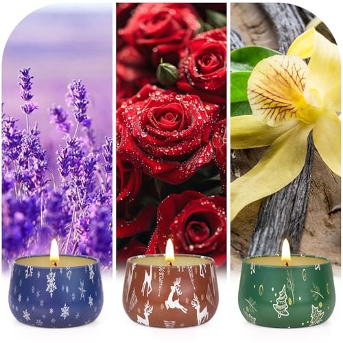 51tUNc729iL._SL500_.jpg Festive 3-Pack Scented Soy Candles Gift Set for Men & Women - 7.5oz Holiday Home Scents - Image 4
