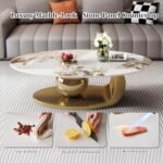 51.2'' Modern Oval Coffee Table with Marble Top & Gold Base - Heat & Scratch Resistant, Easy Assembly - Image 6
