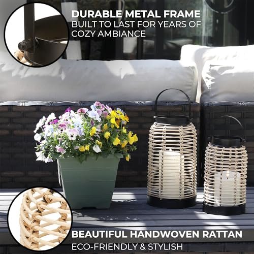 51vYfuEgY0L._SL500_.jpg Handcrafted Natural Rattan Boho Lanterns – Elevate Your Home Decor for Indoor & Outdoor Spaces! - Image 3