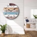 CLXEAST 24-Inch Multicolor Woodgrain Shiplap Wall Clock for Living Room Decor – Large Farmhouse & Coastal Style Gift - Image 6