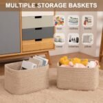 OIASKET Woven Decorative Storage Baskets - 4-Pack for Organizing Books, Towels, Clothes, 12.7''Lx9''Wx7.8''H, Brown - Image 4