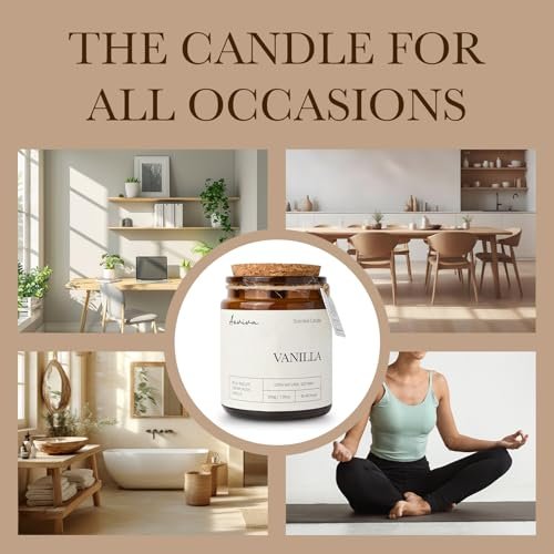51w5VNV5ppL._SL500_.jpg Aeviva Vanilla Aromatherapy Candle 7.05 oz - Natural Soy Wax with Wooden Wick for Home Stress Relief Gifts. - Image 5