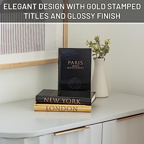 51y-ieTDr-L._SL500_.jpg Decorative Hardcover Books for Home Decor - Black & Gold Foiled Set of 3 for Shelves & Tables - Image 5