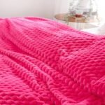 Puncuntex Hot Pink Throw Blanket (50" x 60") - Super Soft, Fuzzy Jacquard Flannel for Mom's Cozy Couch Sofa Gift. - Image 5