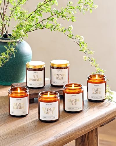 51yP3xZBgXL._SL500_.jpg AOOVOO 6PC Scented Candle Set - Soy Aromatherapy Candles in Lavender, Vanilla, Eucalyptus, Sage, Jasmine, Sandalwood. Perfect for Home Fragrance. - Image 5