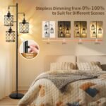 GHOOCEMLUX 68" Dimmable Farmhouse Floor Lamp with Metal Cage, Ideal for Living Room & Office (2000LM LED Bulbs) - Black - Image 3