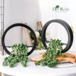 Der Rose 2-Pack Hanging Fake Succulents in Black Pots for Boho Farmhouse Wall Decor - Image 4