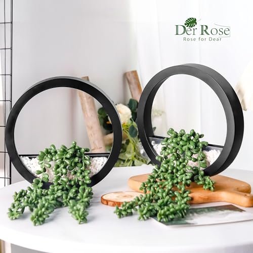 51yqkwlZR5L._SL500_.jpg Der Rose 2-Pack Hanging Fake Succulents in Black Pots for Boho Farmhouse Wall Decor - Image 4