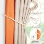 Wood Bead Curtain Tiebacks - KLOGTSIND Set of 2 Holdbacks for Thin/Thick Draperies, Boho Farmhouse Decor. - Image 4