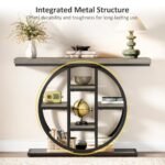 Celaform 41" Industrial Console Table with Circle Base & 4 Storage Shelves for Entryway (Grey) - Image 7