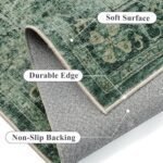 PureCozy 8x10 Washable Green Vintage Distressed Area Rug - Non-Slip Floral Carpet for Indoor Use - Image 6