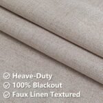 Zyvola 100% Blackout Curtains, 84" Length, 2 Panels, Faux Linen, Thermal Insulated, Beige. Ideal for Bedroom & Living Room. - Image 4