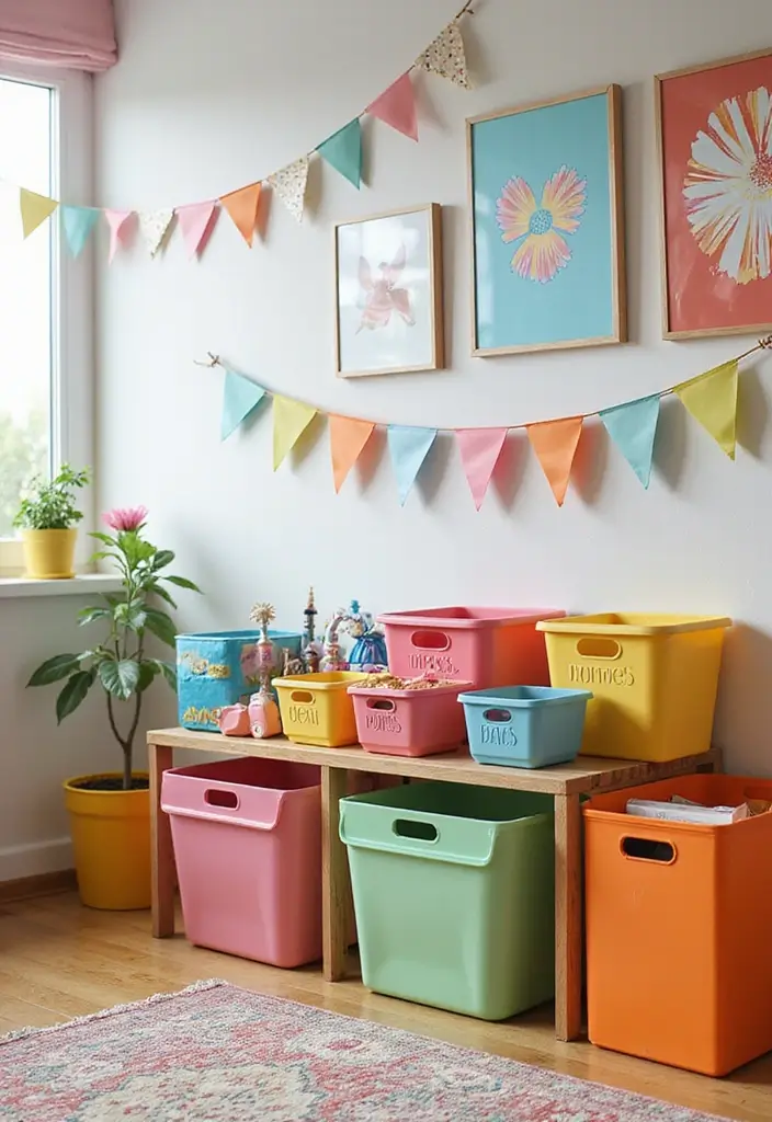 Essential Tips for Organizing Your Kids' Room in Small Spaces - 3. Colorful and Creative Storage Solutions