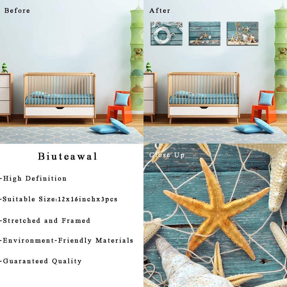 Exploring Coastal Elegance: Our Review of Biuteawal's​ Teal Starfish Canvas Art