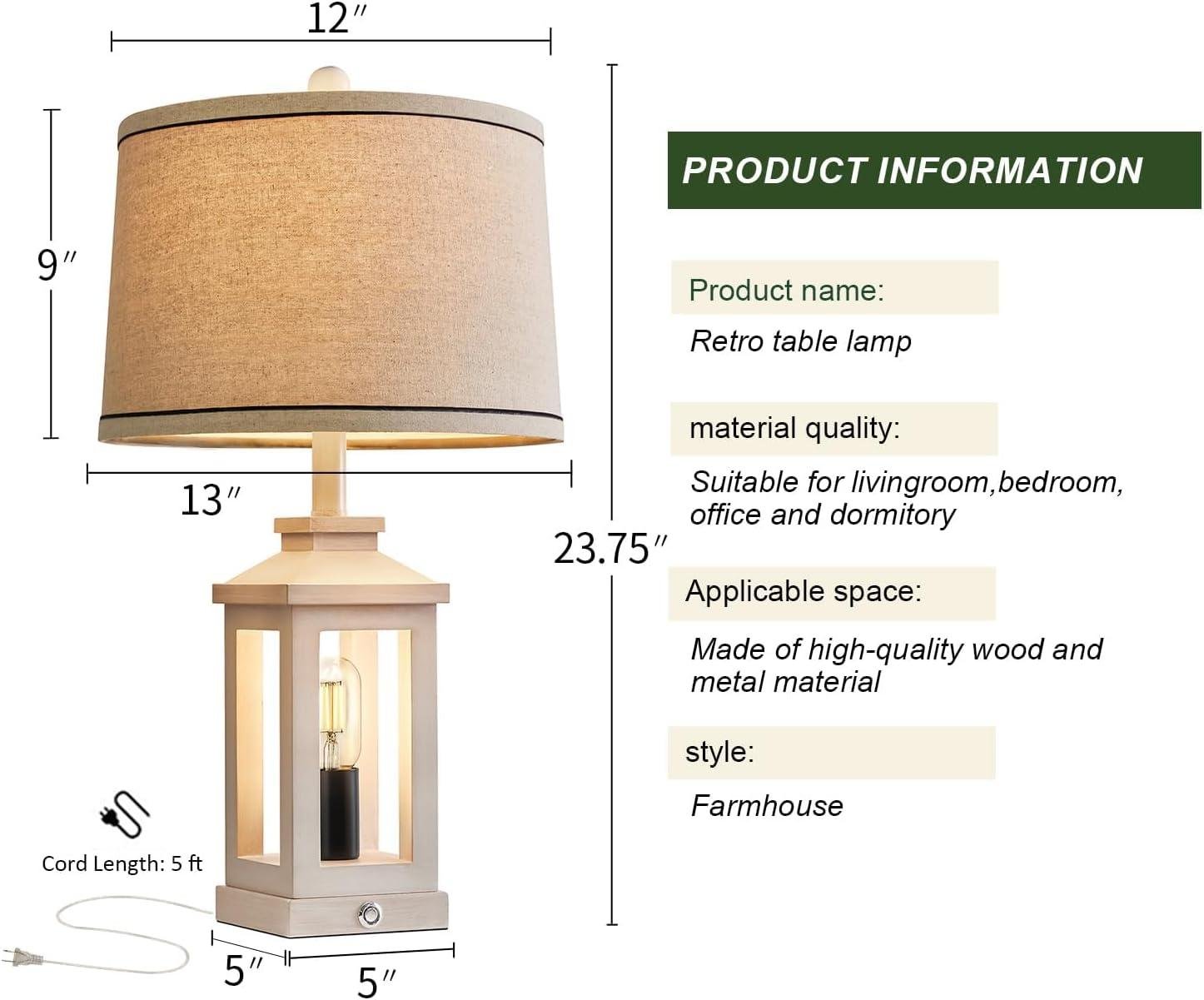Our Review: Stylish ‍Retro Farmhouse Lamps with USB C+A Ports