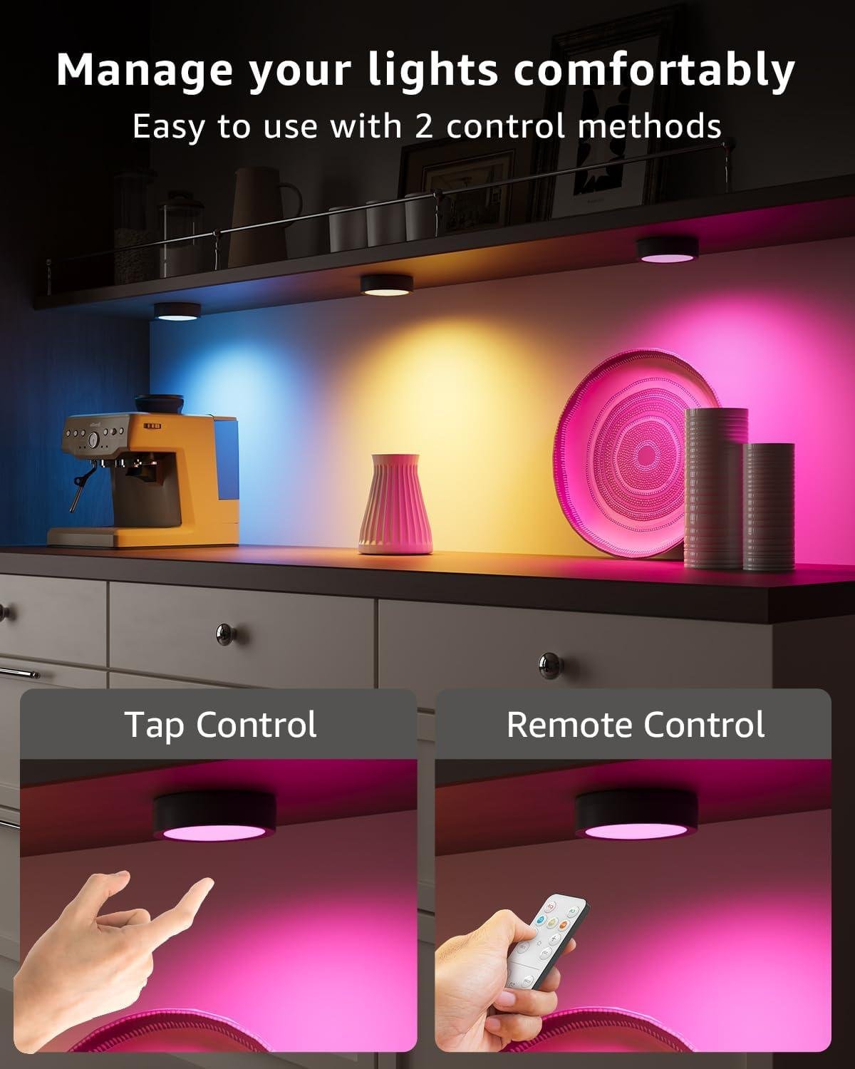 Our Review of Tedmos USB rechargeable RGB Puck Lights with Remote