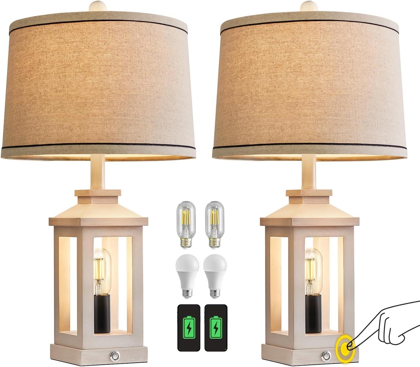 Our Review: Stylish ⁢Retro Farmhouse Lamps with USB C+A Ports