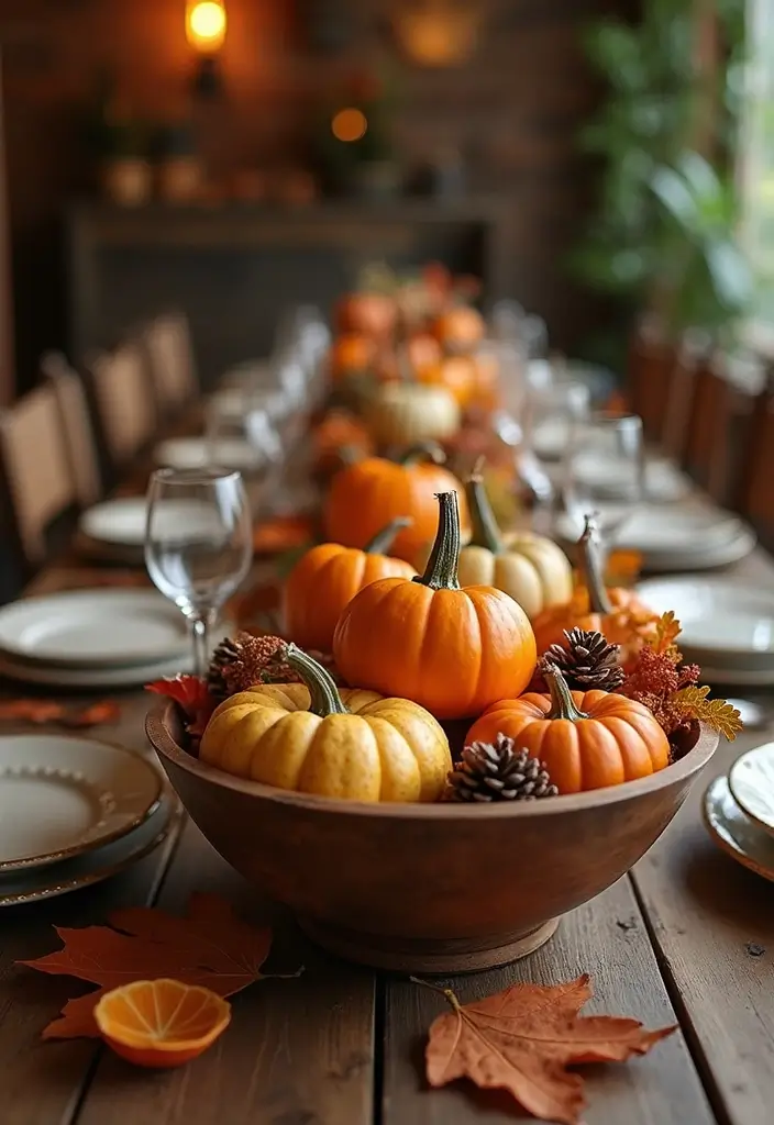 15 Fall Pumpkins Decor Ideas That Will Cozy Up Your Home in Minutes - 1. Farmhouse Chic Pumpkin Centerpiece