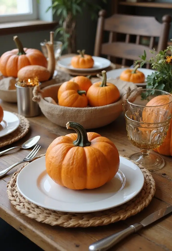 15 Fall Pumpkins Decor Ideas That Will Cozy Up Your Home in Minutes - 10. Pumpkin-Inspired Table Settings