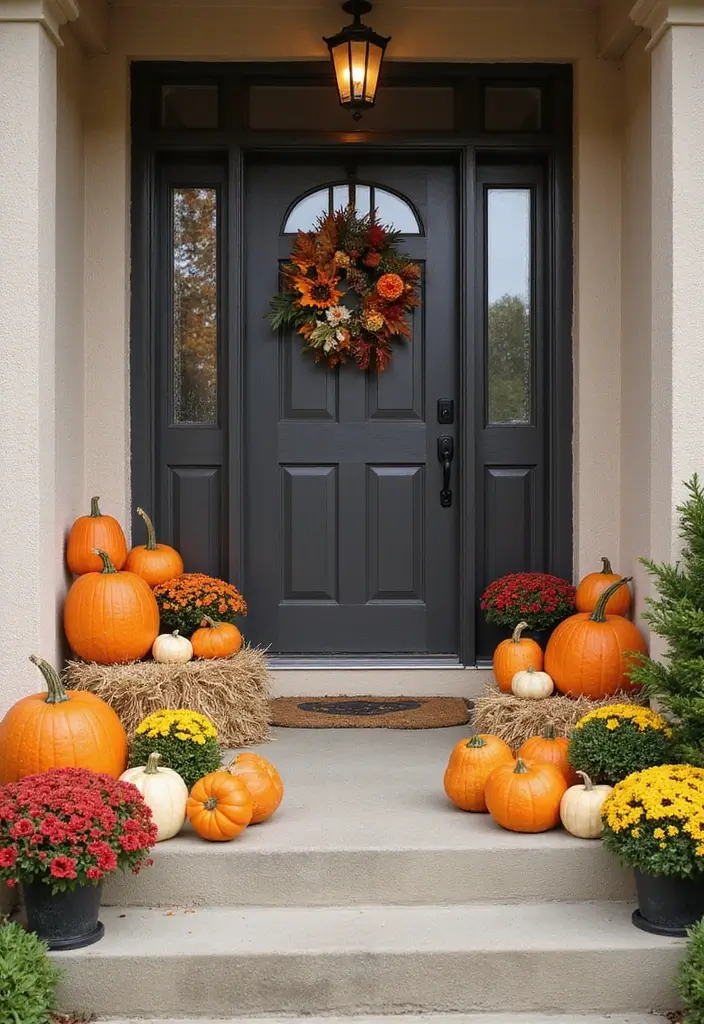 15 Fall Pumpkins Decor Ideas That Will Cozy Up Your Home in Minutes - 2. Pumpkins on the Porch