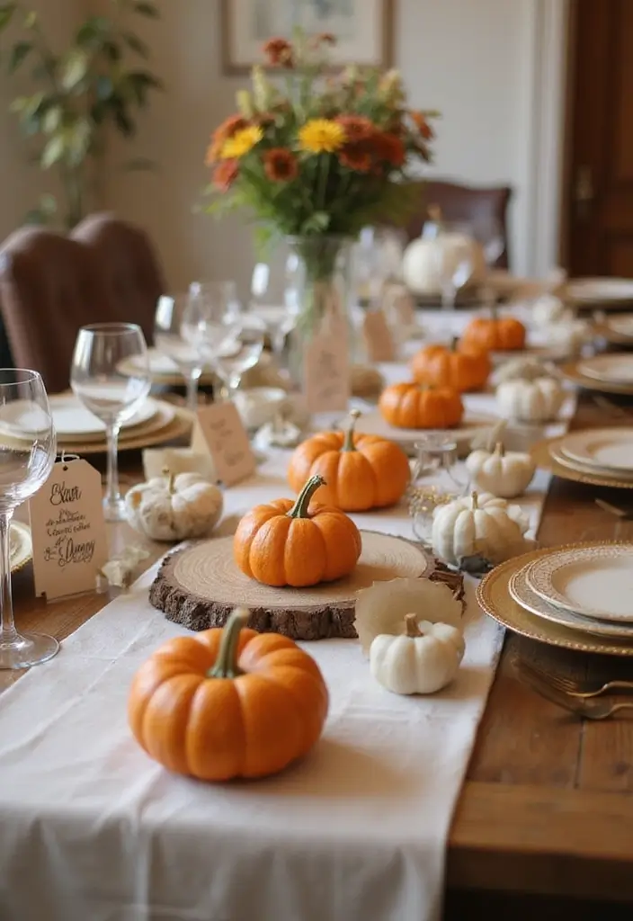 15 Fall Pumpkins Decor Ideas That Will Cozy Up Your Home in Minutes - 6. Pumpkin Place Cards