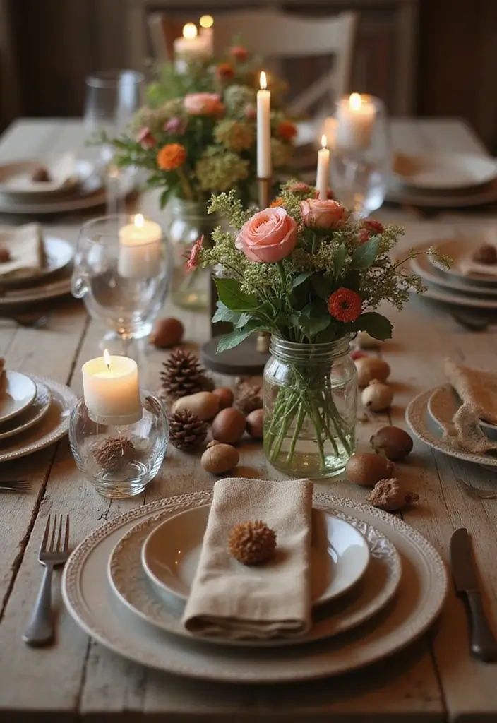 15 Stunning Fall Tablescape Ideas That Will Leave Your Guests in Awe! - 1. Rustic Farmhouse Charm
