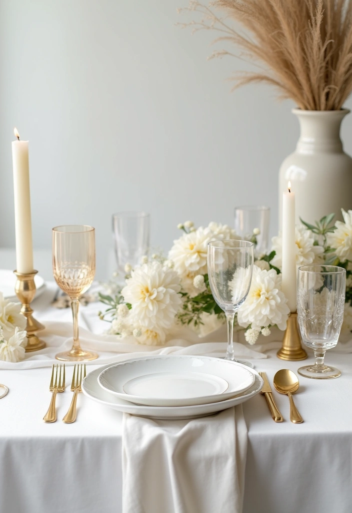 15 Stunning Fall Tablescape Ideas That Will Leave Your Guests in Awe! - 4. Sophisticated White and Gold