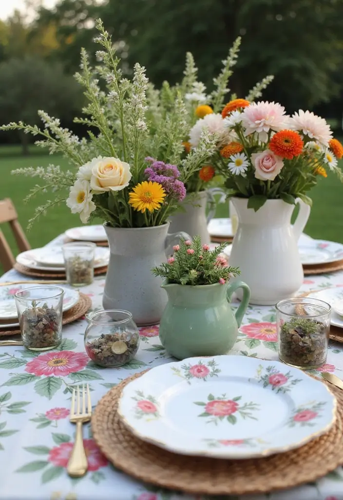 15 Stunning Fall Tablescape Ideas That Will Leave Your Guests in Awe! - 9. Charming Garden Party