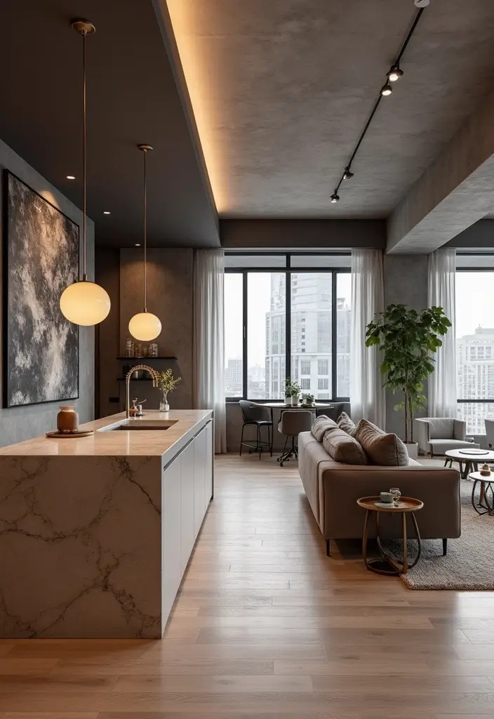 15 Stunning Open Concept Kitchen Living Room Ideas That'll Make You Want to Redesign! - 12. Luxurious Urban Loft