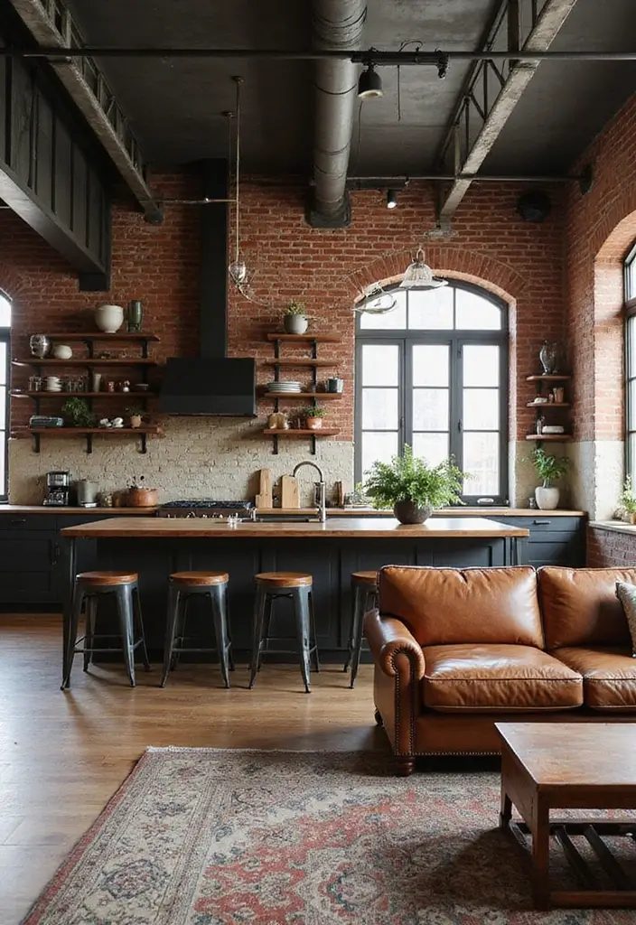 15 Stunning Open Concept Kitchen Living Room Ideas That'll Make You Want to Redesign! - 4. Industrial Edge