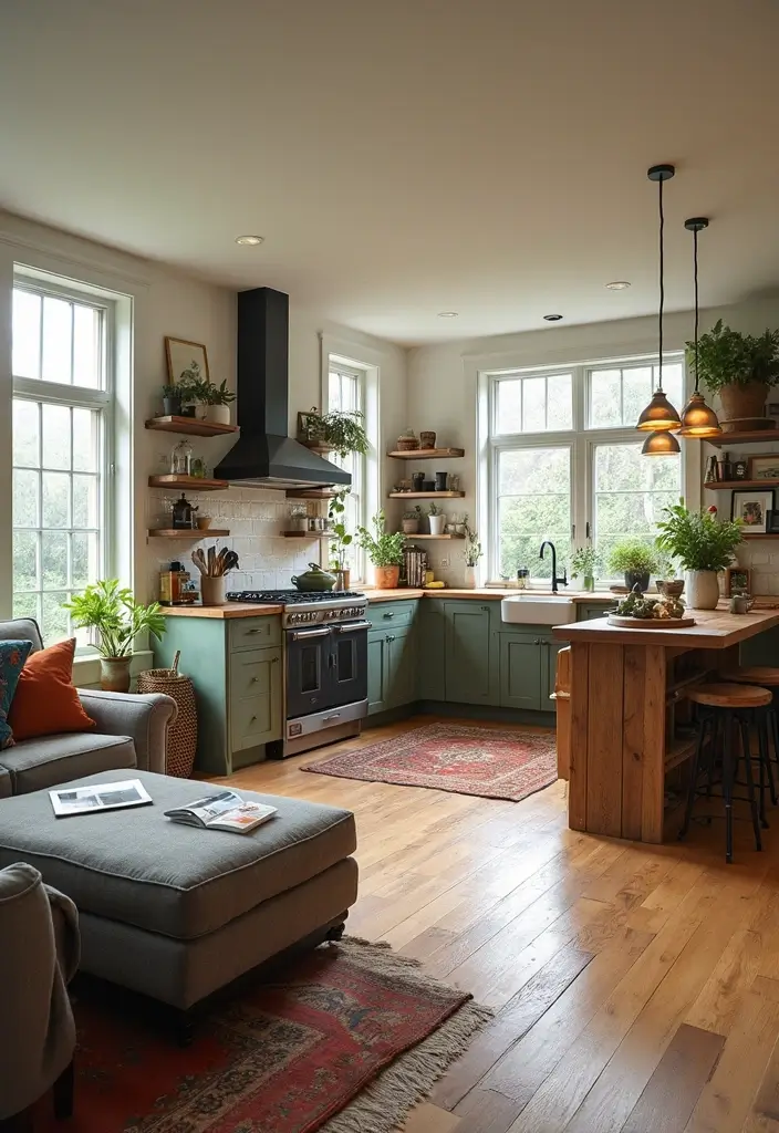 15 Stunning Open Concept Kitchen Living Room Ideas That'll Make You Want to Redesign! - 8. Eclectic Mix
