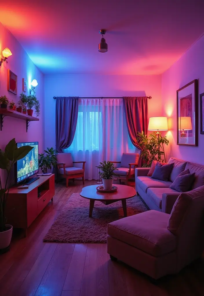 20 Stunning Modern Lighting Solutions That'll Transform Your Home (You Won't Believe #7!) - 9. Color-Changing Lights