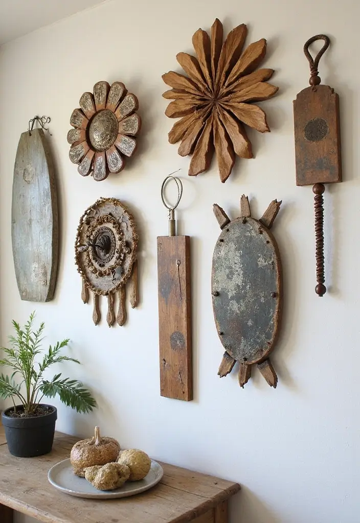 20 Stunning Wall Art Ideas That'll Transform Your Space in Minutes! - 10. Upcycled Art Pieces