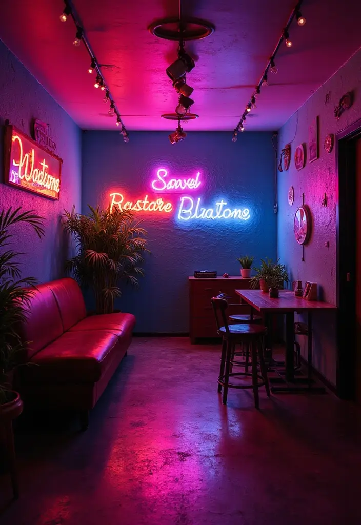 20 Stunning Wall Art Ideas That'll Transform Your Space in Minutes! - 17. Neon Signs for a Funky Vibe