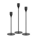 NLBTW Matte Black Taper Candle Holders, Set of 3 Metal Candlestick Holders for Candle Sticks Holder Decor, Ideal for Mantle Table Centerpiece, Weddings, Dining, Housewarming Gift & Anniversaries