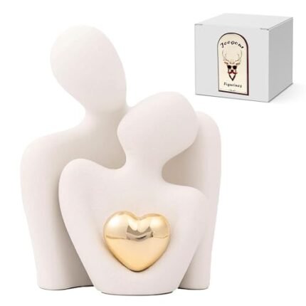 Joogour Home Decor for Couples, Mini Couple Ceramic Statue Tv Stand Decor, Bedroom Decor Love Statue Couple Knick Knacks Unique Decoration- Gifts for Her Romantic Gifts(White, 3.15in)