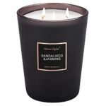 HomeLights Scented Candles | Large Jar 33.3 Oz Natural Soy Candle | 130 hrs with 3 Cotton Wicks, Sandalwood Jasmine Home Fragrance Candles Gift