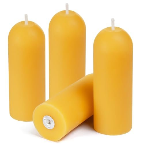 4-Pack Small Beeswax Pillar Candles - 10-Hour Burn Time, Ideal Small Pillar Candles 4-Pack - 10-Hour Long Burning 100% Natural Beeswax Candles, Perfect for Everyday Use, Home & Travel, Power Outages,Classic Pillar Style (3.5"x1.3")