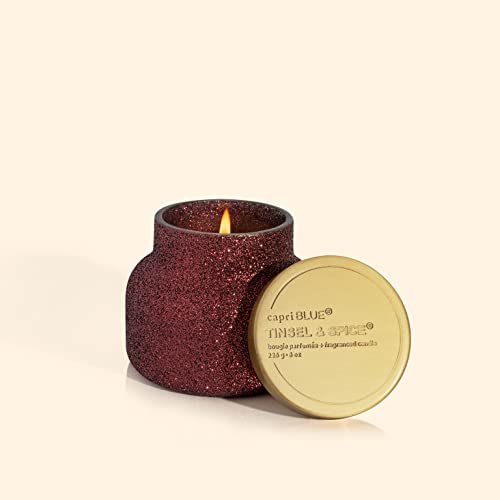 31Bzxzj3pL._SL500_.jpg Capri Blue Tinsel & Spice Petite Glam Jar Candle - Juniper, Cinnamon, Vanilla, 8 oz Red Glitter Candle for Christmas Decor. - Image 7