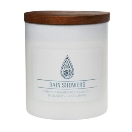 Carolina Rain Showers Scented Candle, 16 oz Wellness Relaxing Aromatherapy Candle, 2 Wick White Jar Soy Blend Wax, Candles for Home, 60H Burn - Made in The USA