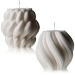 Threlaco 2 Pcs Knot Ball and Swirl Pillar Candles Large Handmade Scented Soy Wax Bubble Aesthetic Candle for Housewarming Gift Room Shelf Decor