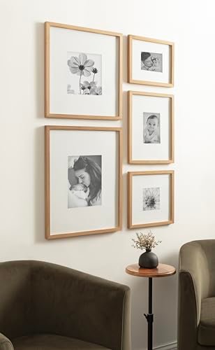 31LLzgXffL._SL500_.jpg Kate and Laurel Contemporary Rectangle Photo Frame Set of 5 in Rustic Brown for Stylish Gallery Walls - Image 4