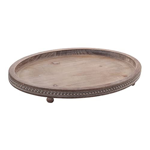 FESTWIND Oval Wooden Decorative Tray for Coffee Table, Kitchen, Entryway FESTWIND Decorative Tray, Oval Wooden Tray for Coffee Table Decor Kitchen Dinning Table Entryway, Small Beaded Tray for Holidays, Distressed Brown