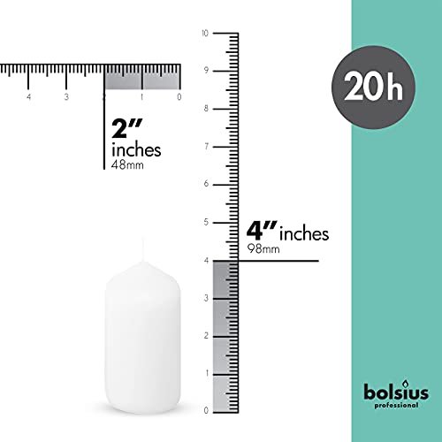 31RmDuYQxcS._SL500_.jpg BOLSIUS 20-Pack White Pillar Candles - 2x4" Unscented, Dripless, Smokeless for Weddings & Events - Image 2